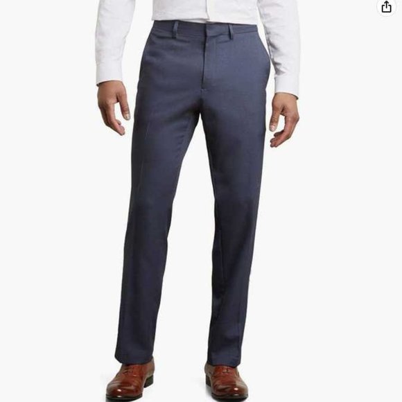 Men's 34x34 Kenneth Cole Reaction stretch modern fit flat front dress pant navy - Picture 1 of 13